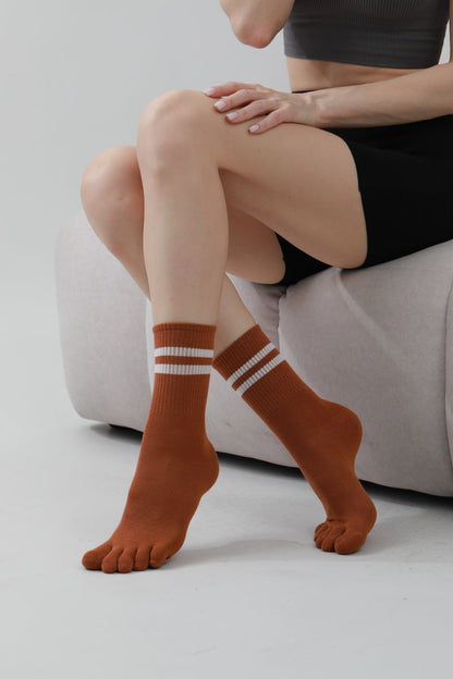 Dual Stripe Toe Socks – Solid Color with Cuff Accent 🧦⚡