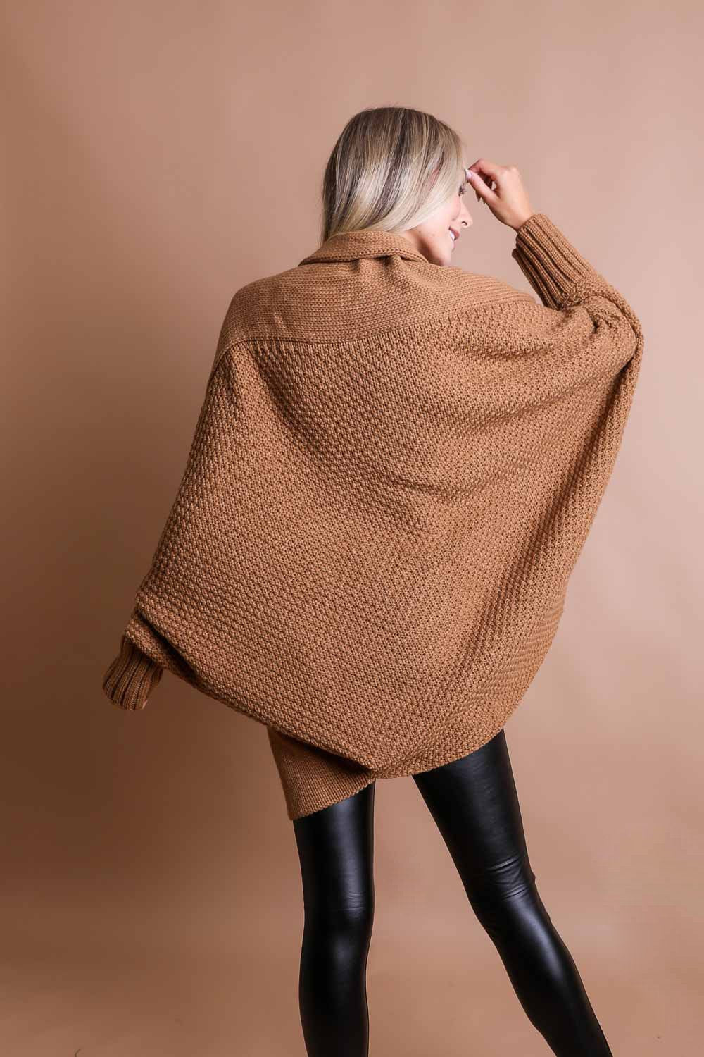 Bat Sleeve Knit Cardigan Ponchos