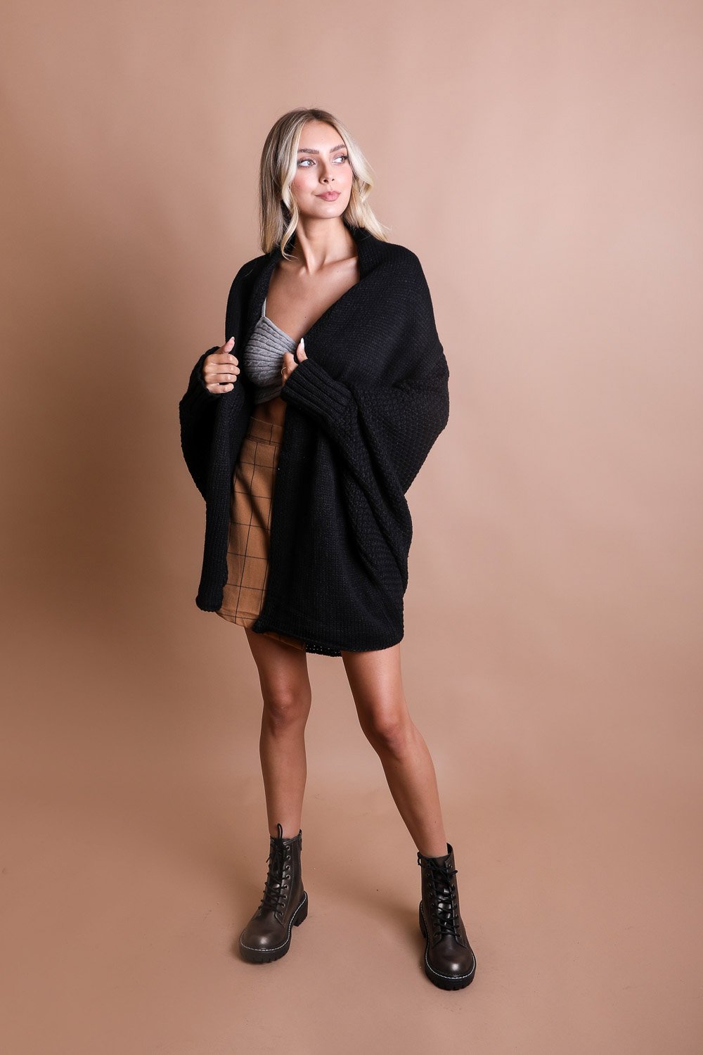 Bat Sleeve Knit Cardigan Ponchos