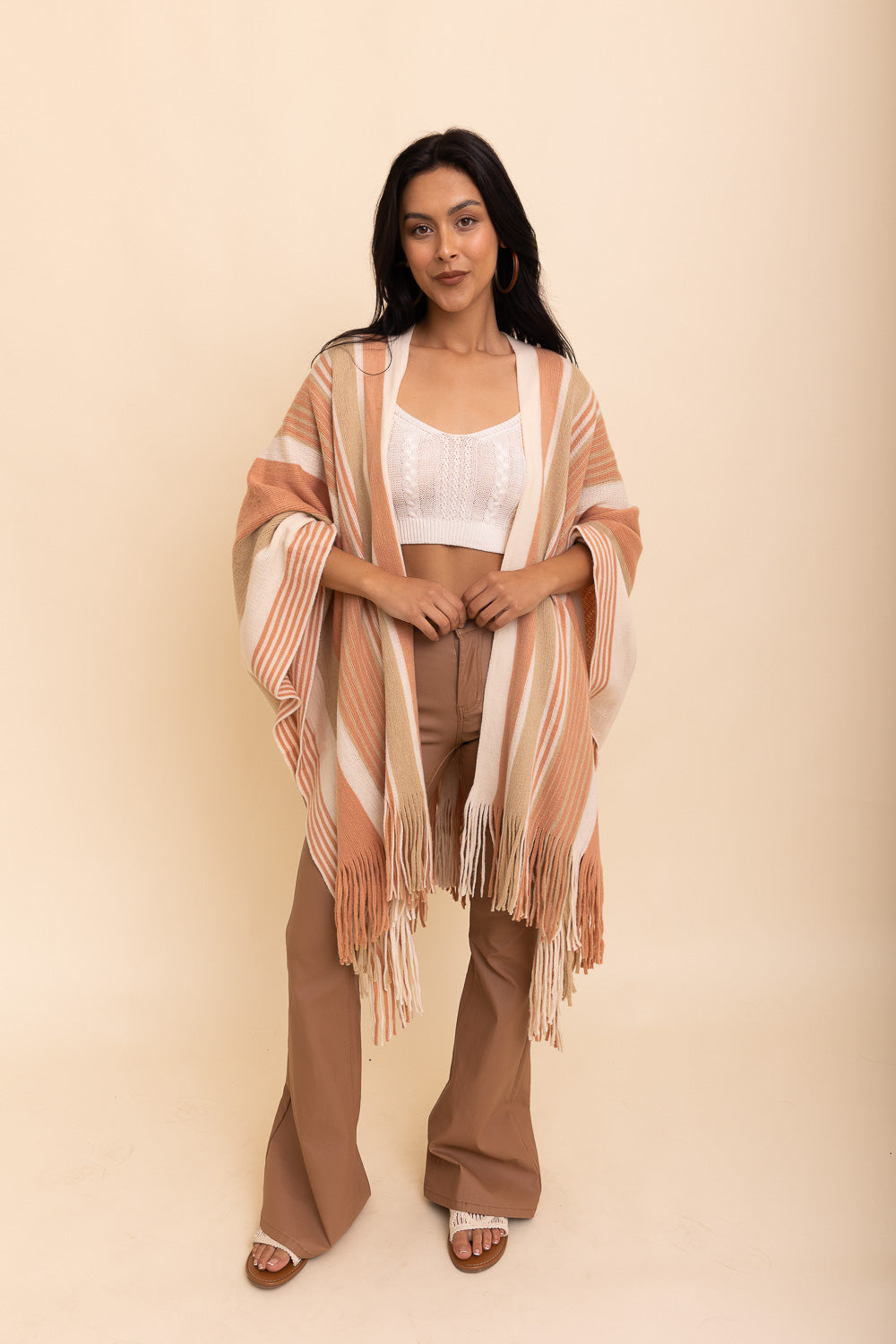 Boho Chic Frayed Edge Ruana Ponchos