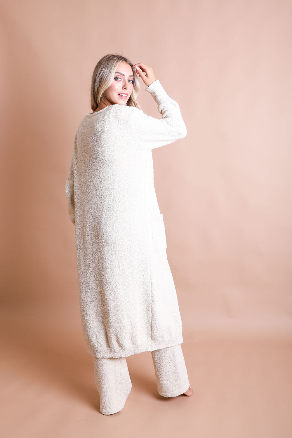 Boucle Longline Cardigan Ponchos One Size / Cream