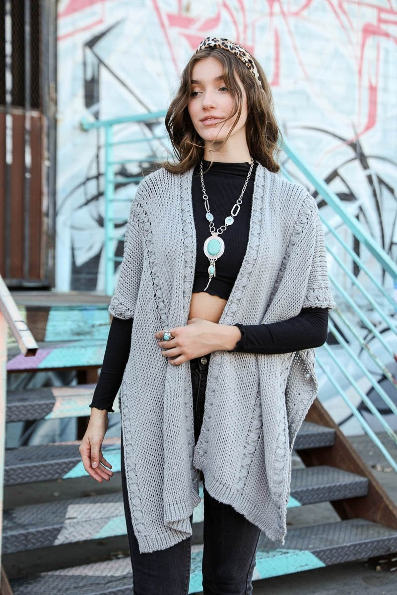 Braided Garter Kurt Ruana Ponchos Gray