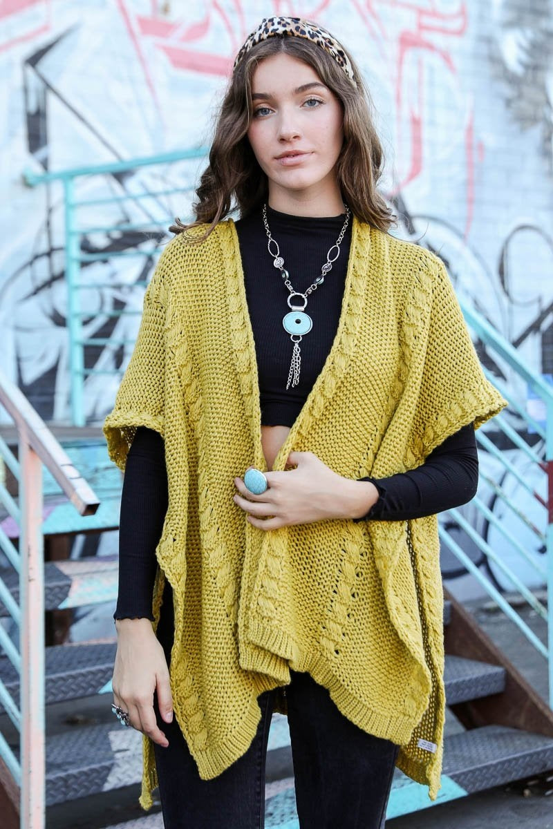 Braided Garter Kurt Ruana Ponchos Mustard