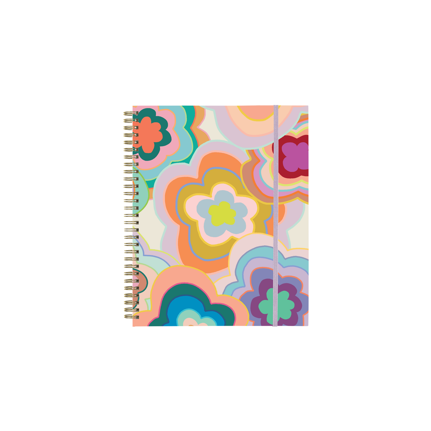 Notebook with a colorful floral pattern on a white background