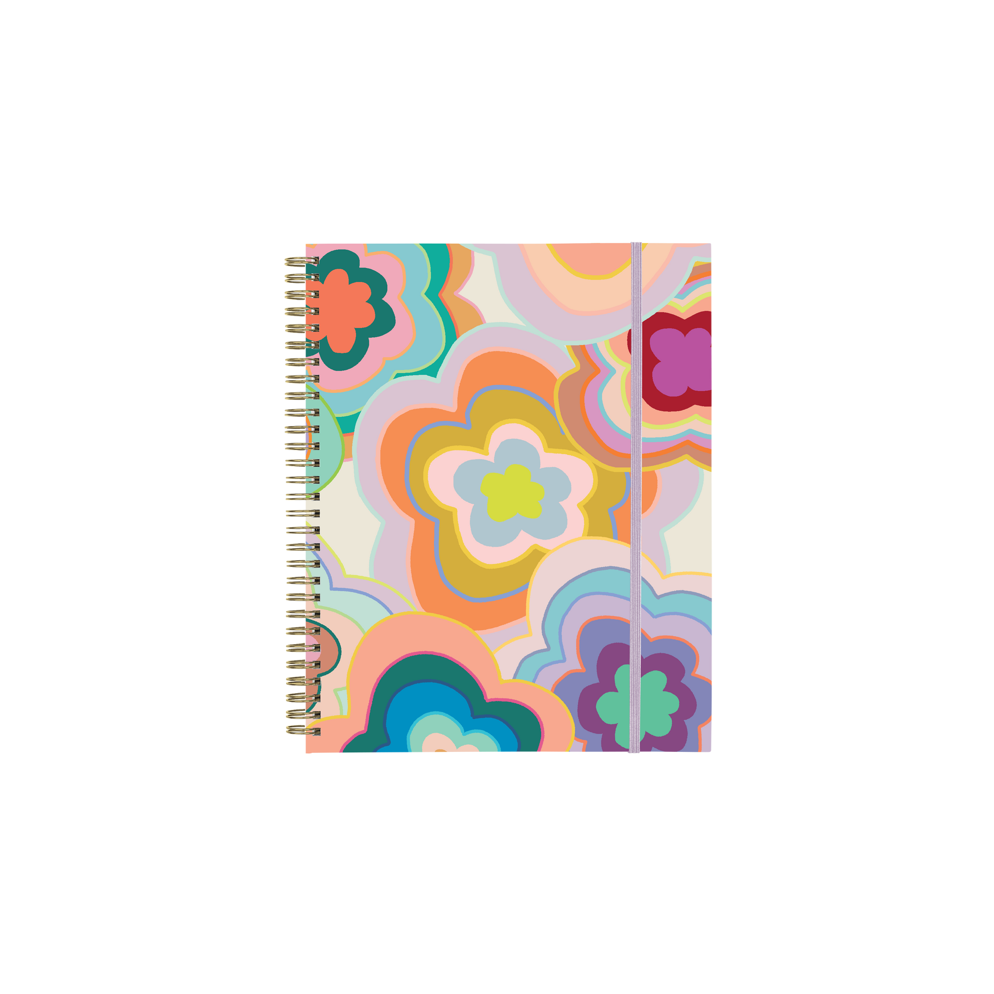 Notebook with a colorful floral pattern on a white background