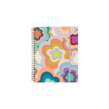 Notebook with a colorful floral pattern on a white background