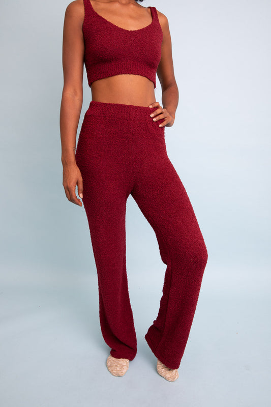 Cozy Boucle Lounge Pants Maroon