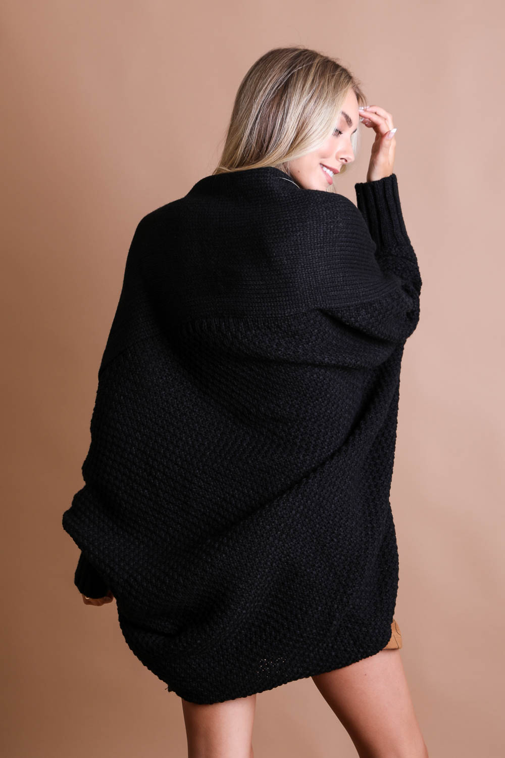 Cuddly Bat Sleeve Knit Cardigan Ponchos