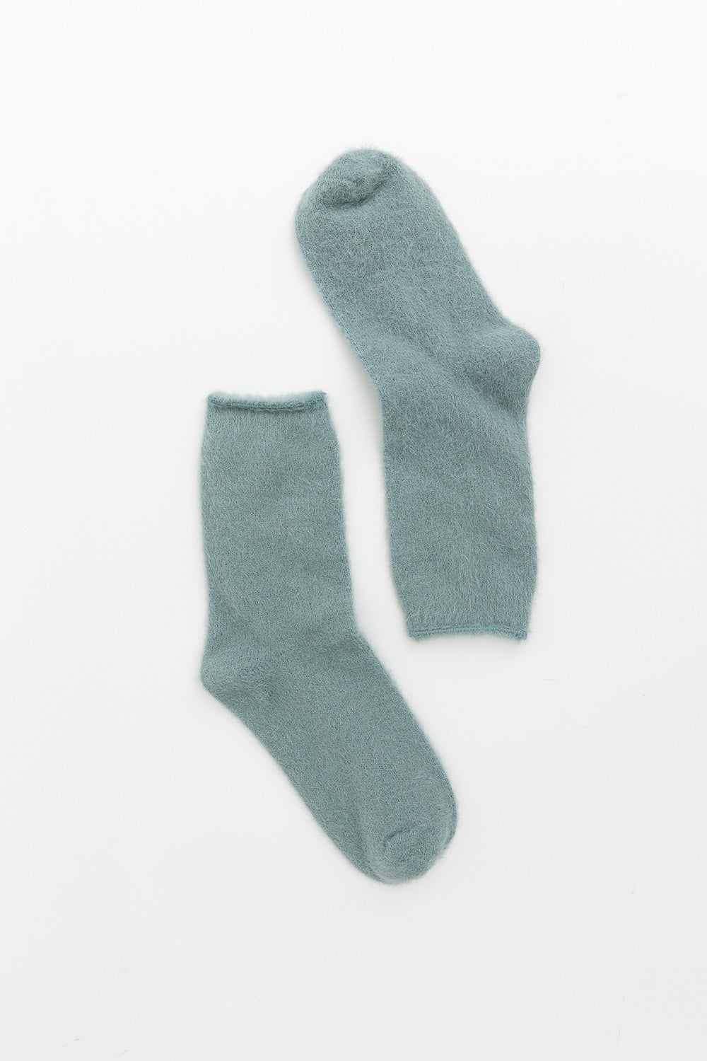 Cozy Fuzzy Crew Socks Sage