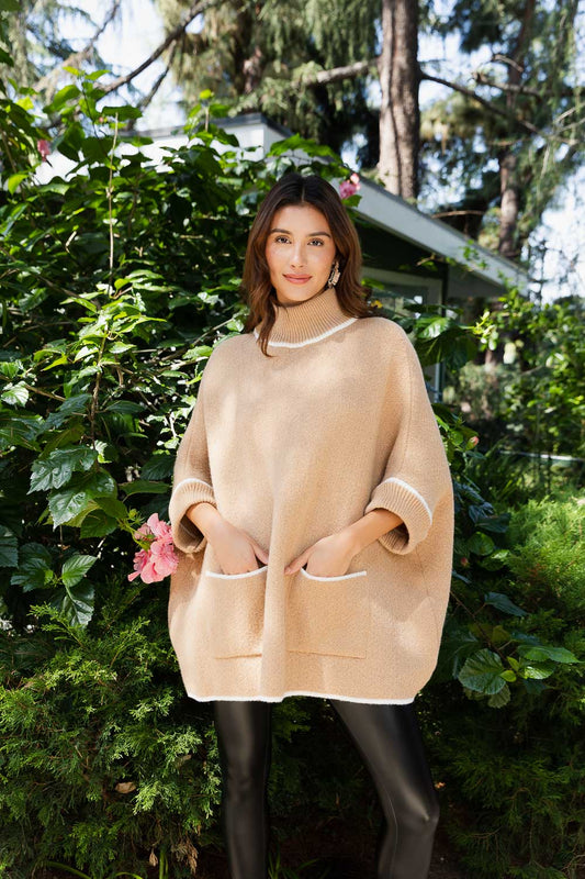 CozyCove Turtle Neck Poncho with Easy Sleeves Ponchos One