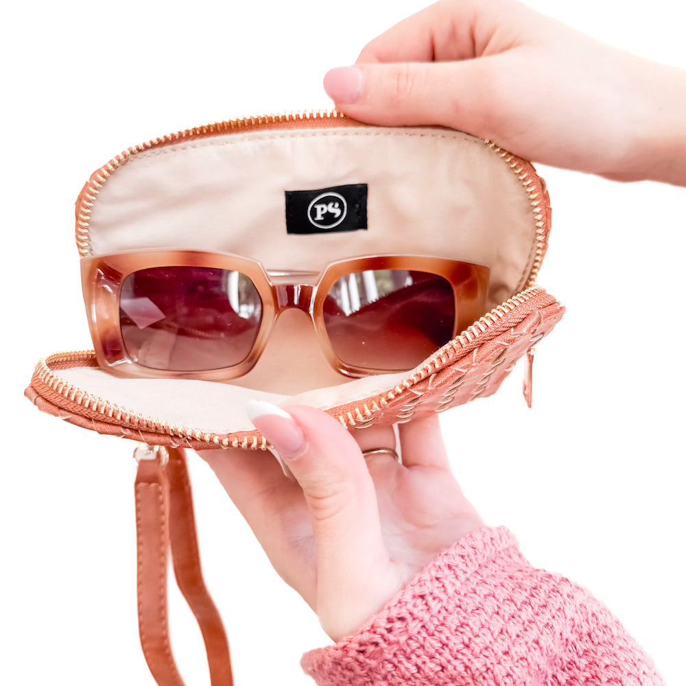 Dylan Woven Sunglass Case Wristlet