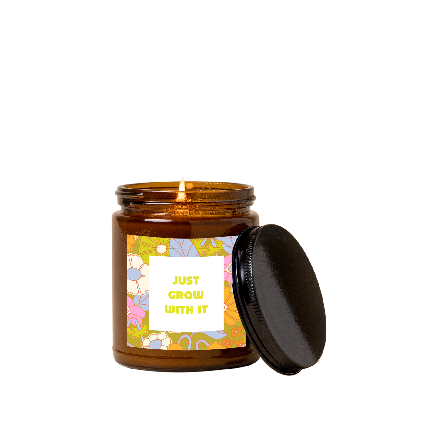 Candle Jar w/Lid Amber - Delightful