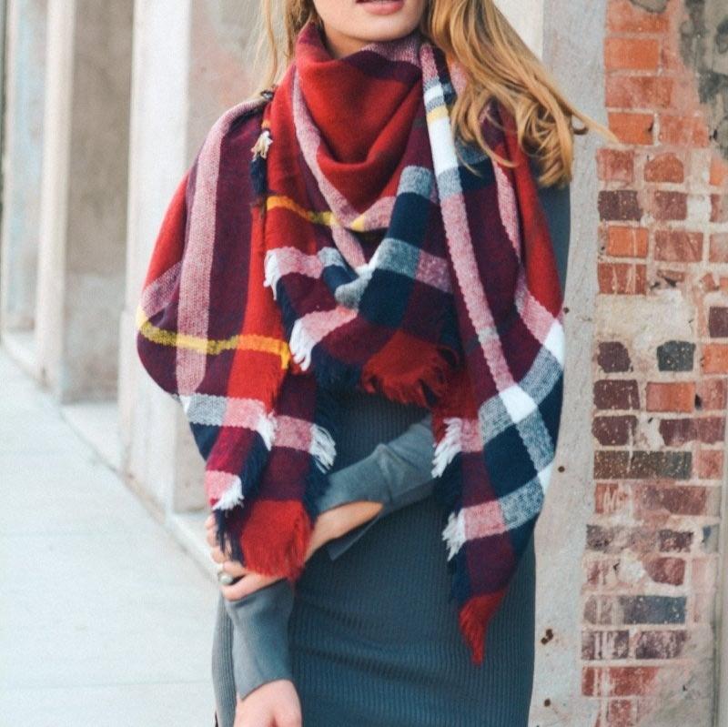 Flannel Frayed Edge Blanket Scarf Scarves