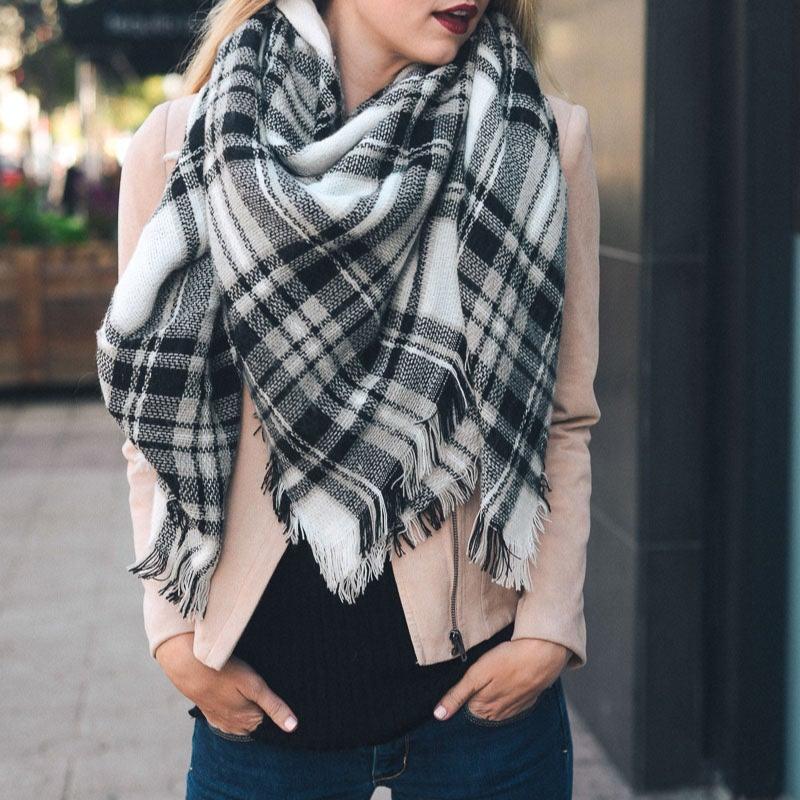 Flannel Frayed Edge Blanket Scarf Scarves