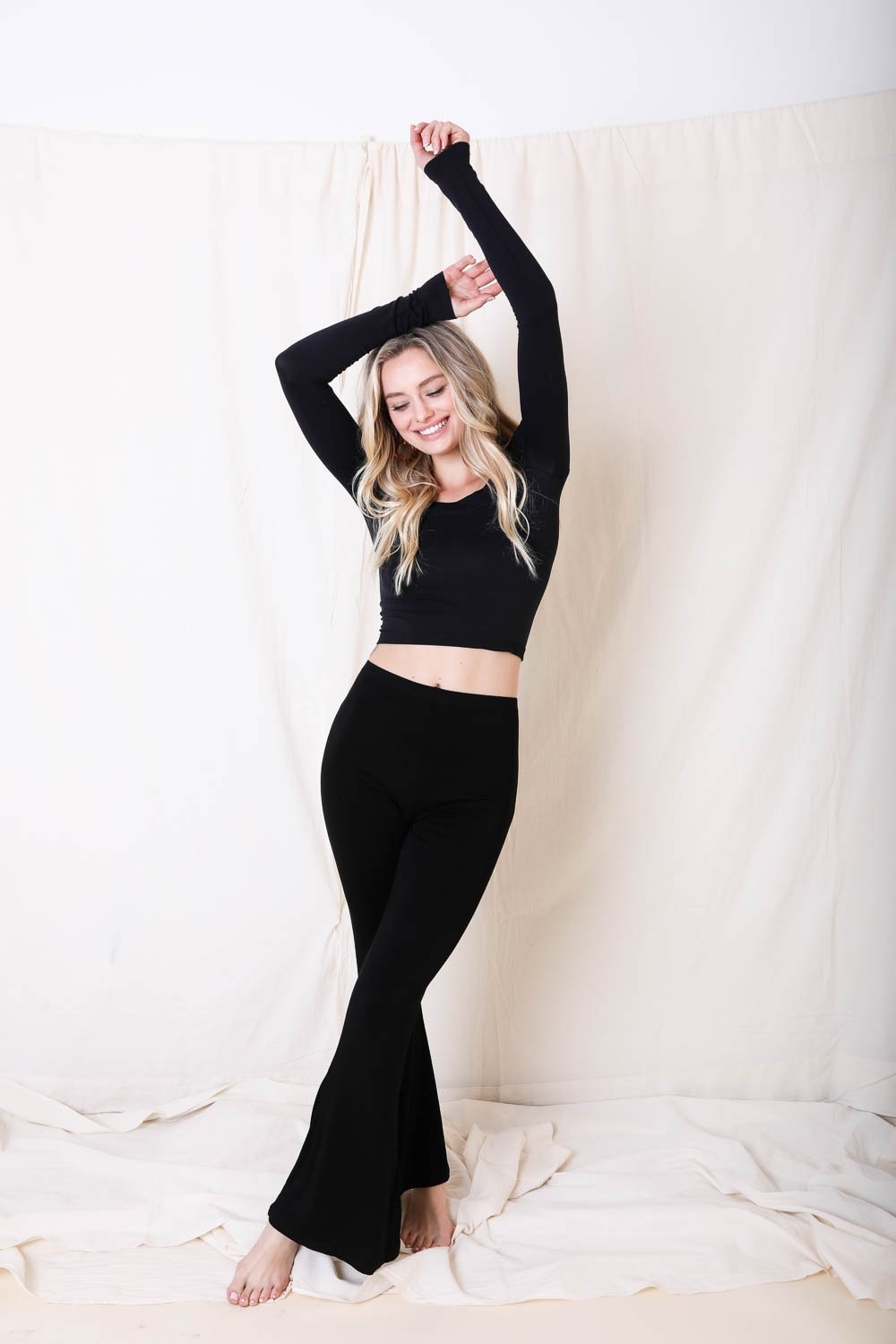 Flared Lounge Pants Bralette Small / Black