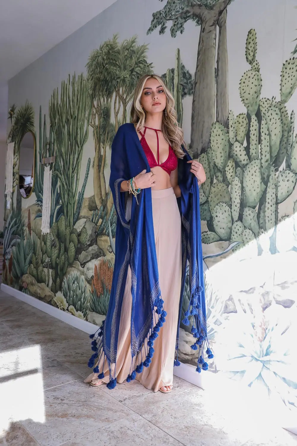 Longline Tassel Border Kimono – Chic & Breezy