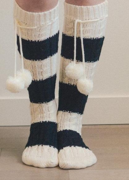 Knee High Striped Pom Socks Hats & Hair