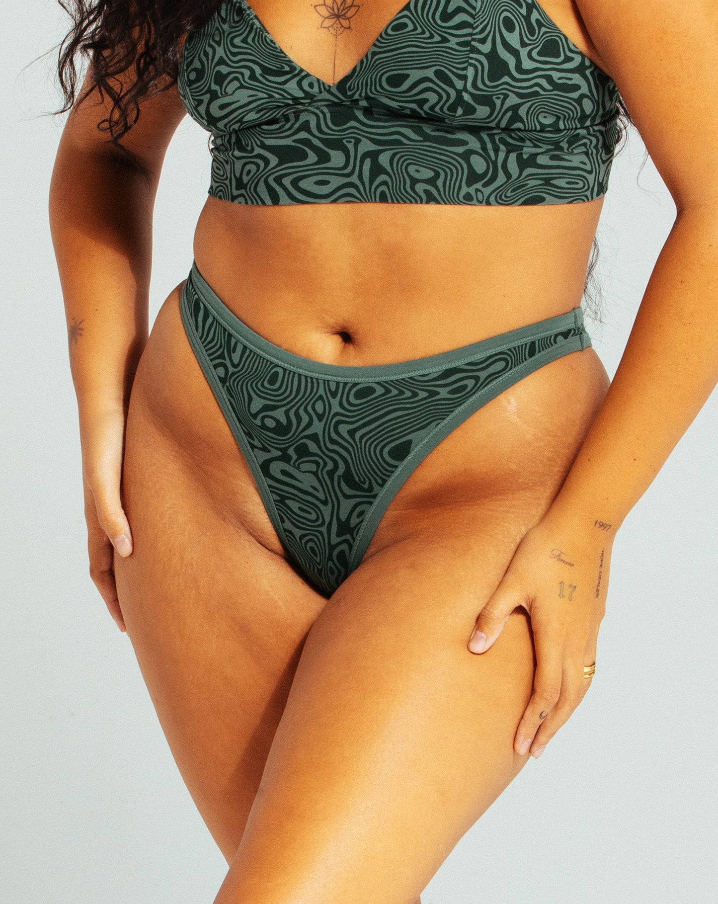 High Rise Thong - Trippy Green