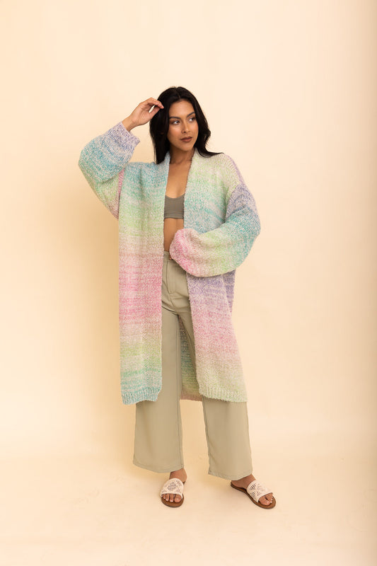 Lounge Around Longline Ombre Cardigan Ponchos One Size /