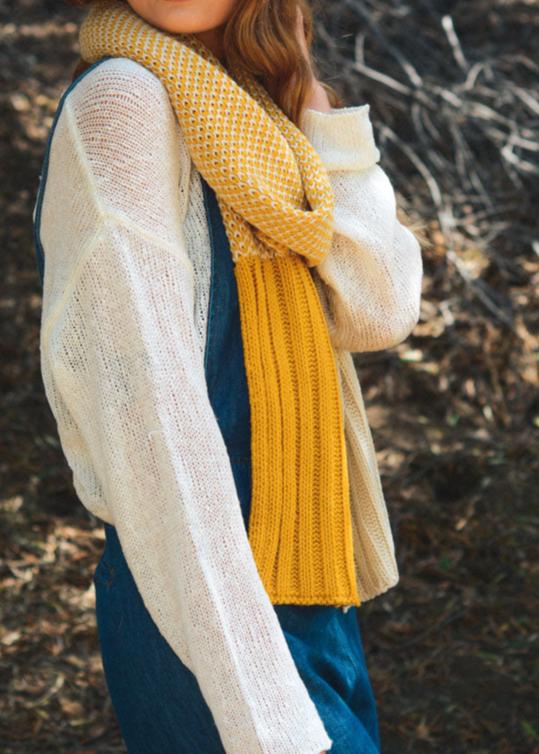 Open Work Knit Oblong Scarf Scarves Mustard