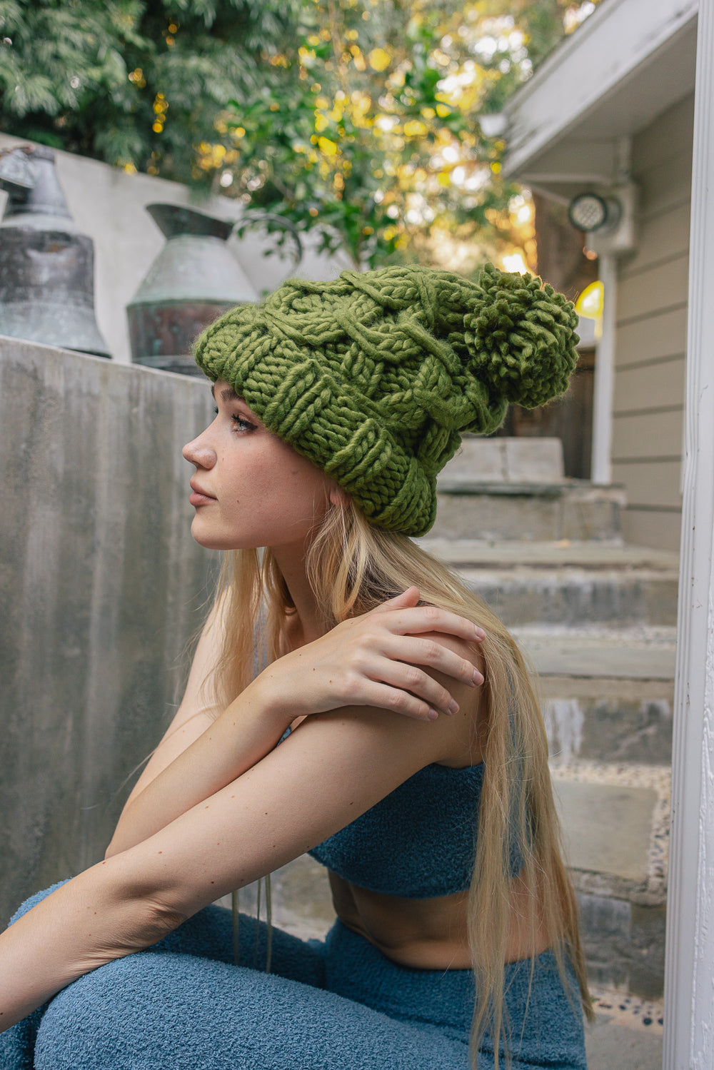 Oversized Chunky Knit Pom Beanie Beanies