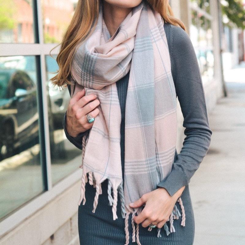 Oversized Flannel Tassel Scarf Scarves