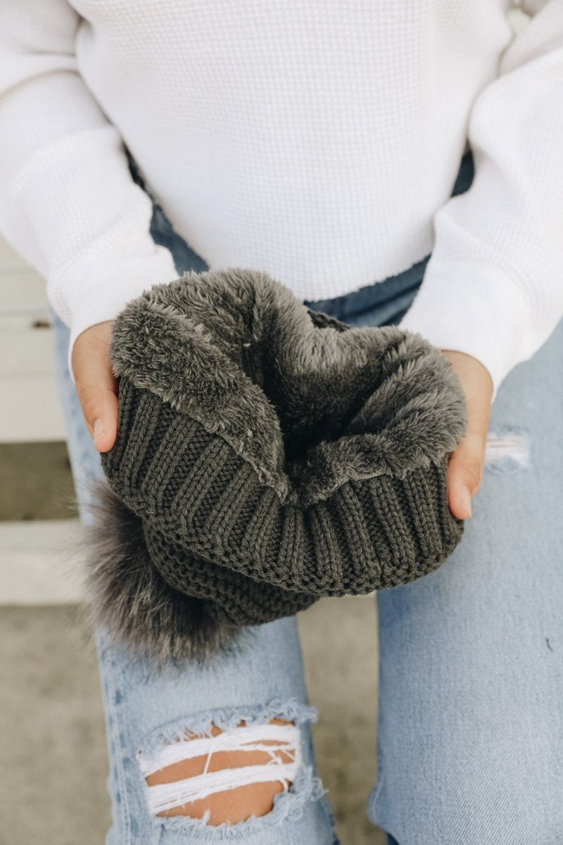 Pom Beanie with Faux Sherpa Lining Hats & Hair