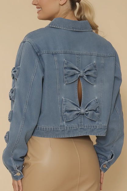 Cropped Bow Denim Jacket – Feminine Twist on a Classic Favorite 💙