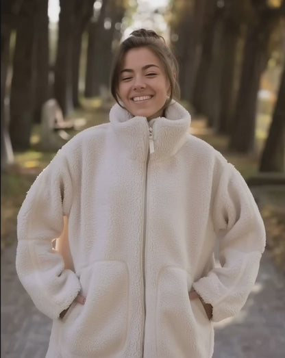 Plush Zip-Up Faux Fur Jacket | Soft High Collar Winter Coat with Pockets – Hashtag Cozy