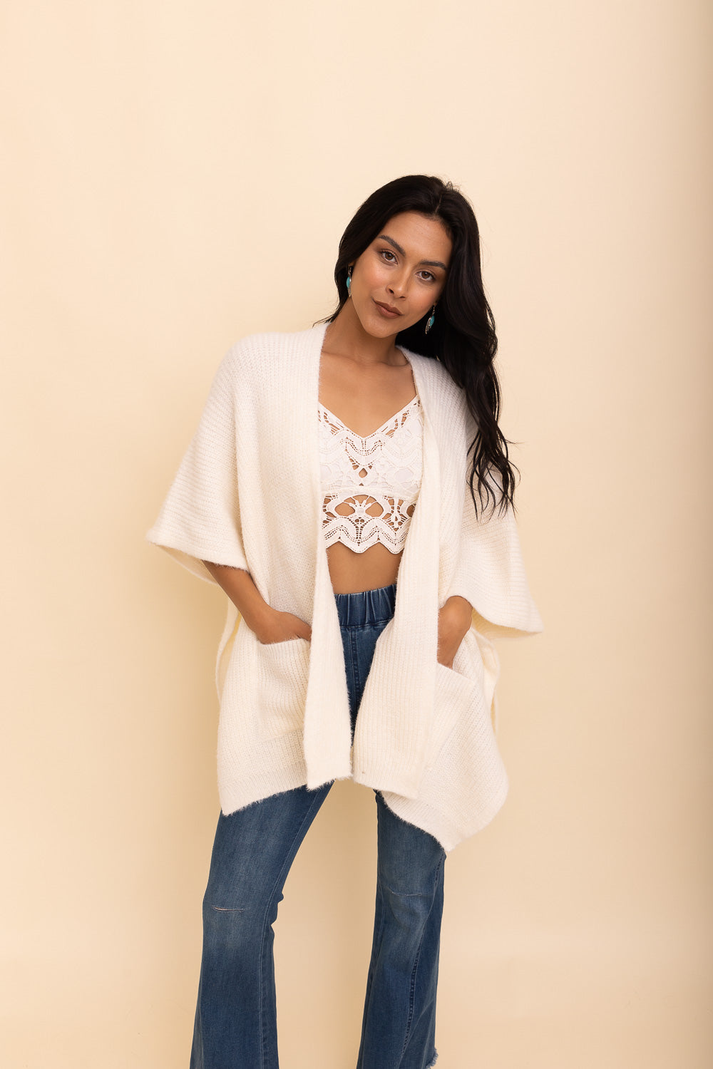 Relax & Chill Summer Nights Boucle Poncho Ponchos One Size /