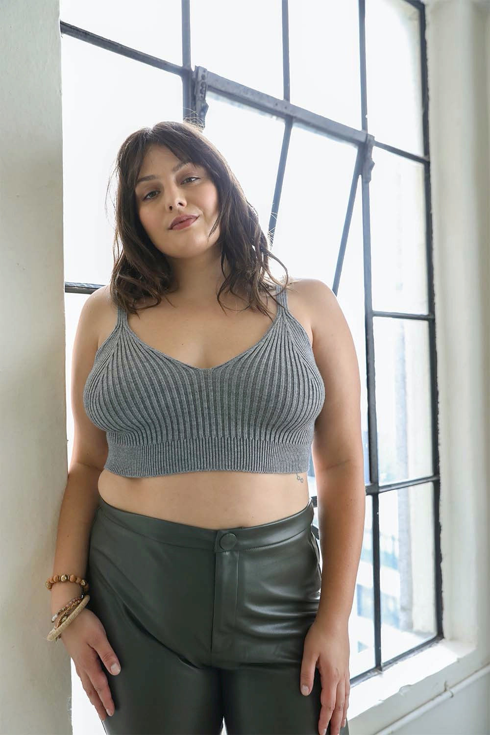 Rib Knit Lounge Brami Bralette XL/2XL / Gray