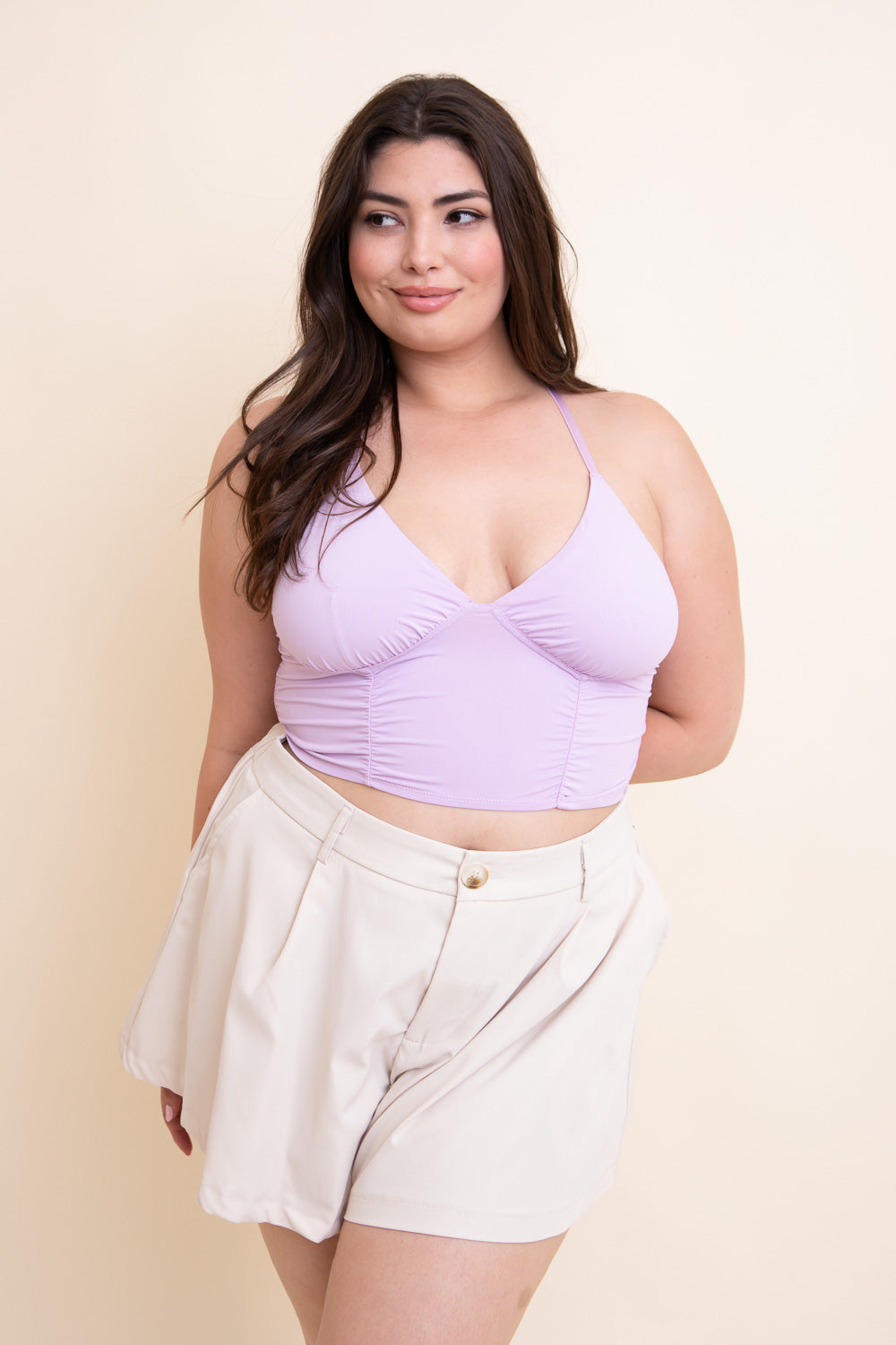 Ruched Bralette Plus Size Lavender