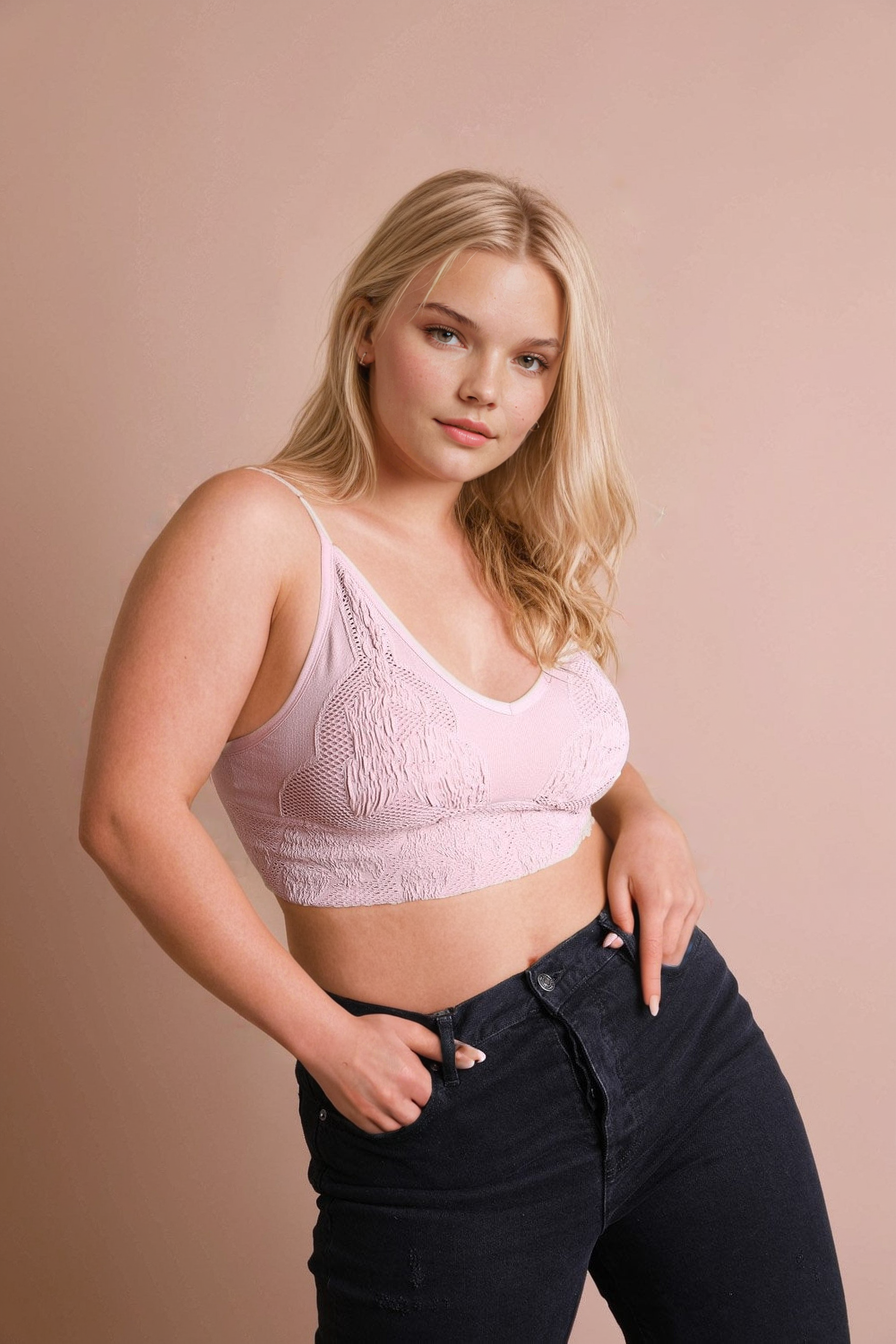 Seamless Padded Textured Brami Plus Size