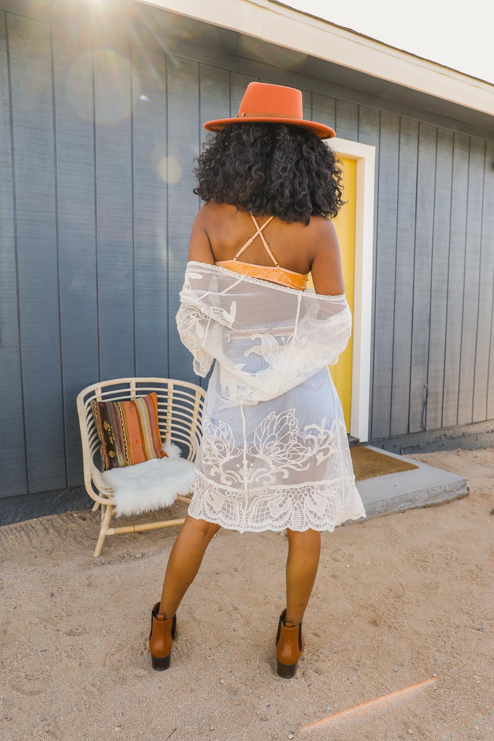 See-Through Embroidered Lace Kimono