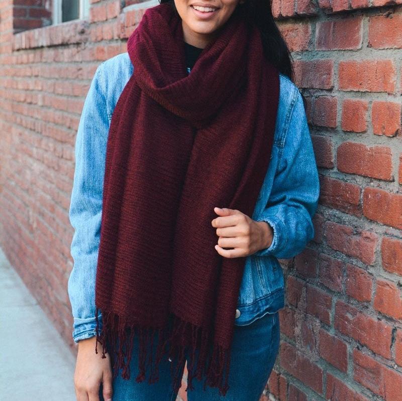 Soft Textured Tassel Scarf Scarves