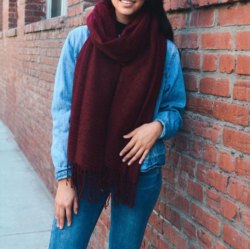 Soft Textured Tassel Scarf Scarves