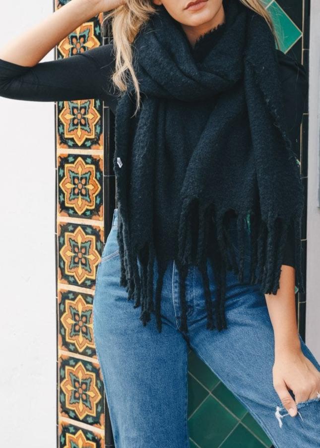 Tassel Trim Blanket Scarf Scarves