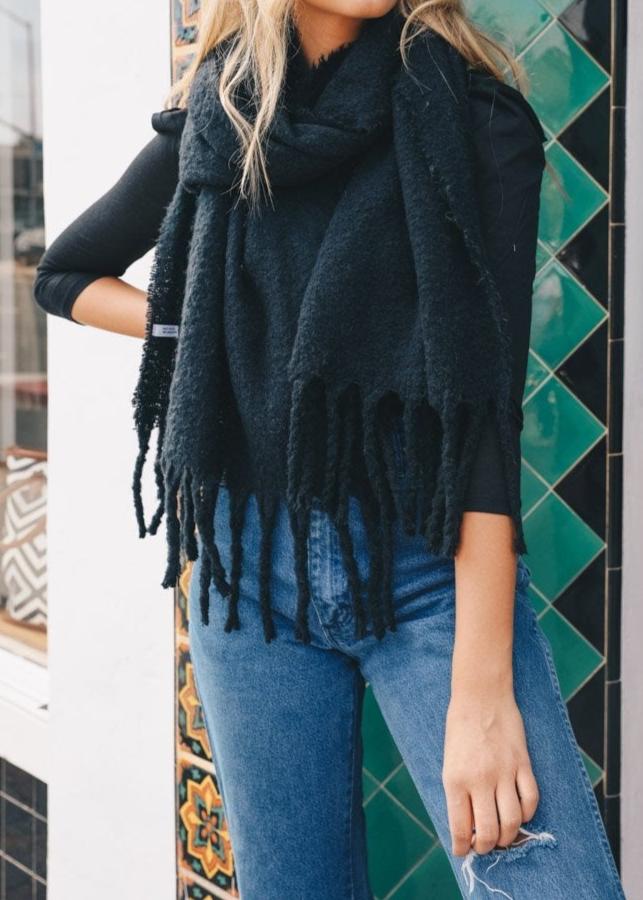 Tassel Trim Blanket Scarf Scarves