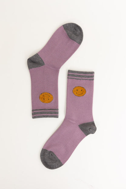 Threaded Smiles Crew Socks One Size / Lavender