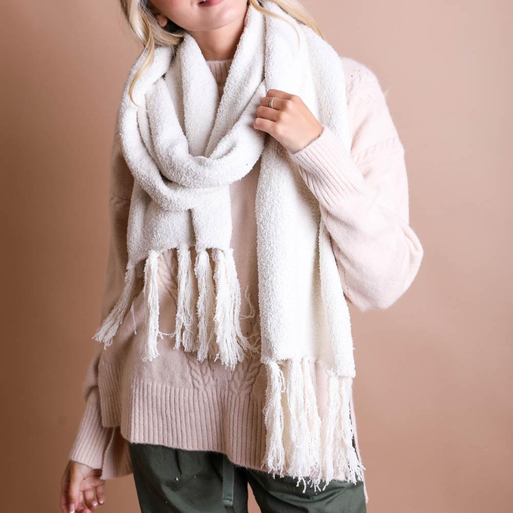 Ultra-Soft Boucle Tassel Scarf Scarves