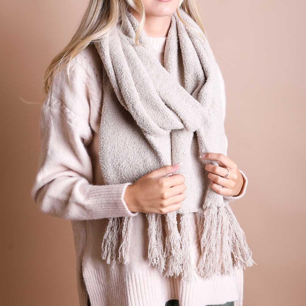 Ultra-Soft Boucle Tassel Scarf Scarves