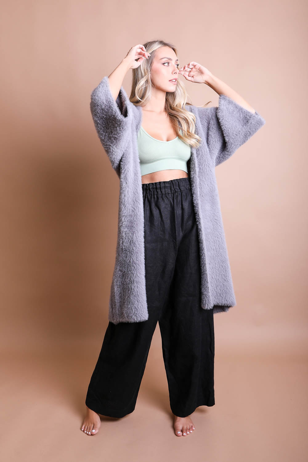 Ultra-Soft Luxe Mohair Knit Cardigan Ponchos