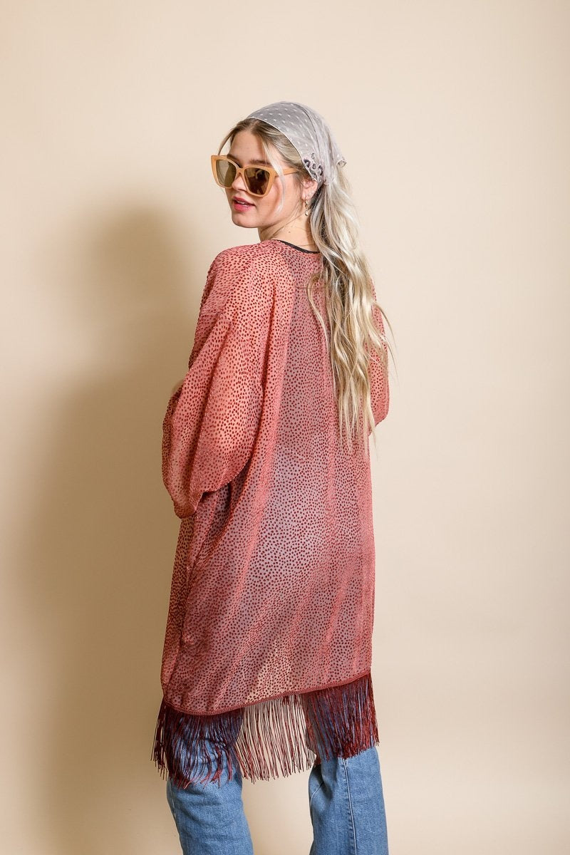 Velvet Dot Tassel Kimono Ponchos