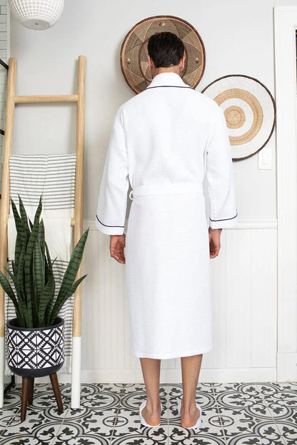 Premium Waffle Piping Robe for Men
